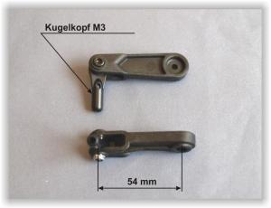 Squadretta CFK doppio braccio 54 mm. c/uniball-JR/Graupner